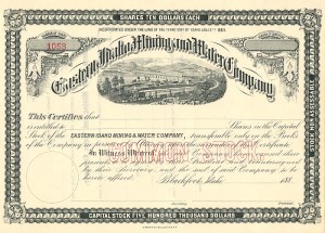 Eastern Idaho Mining and Water Co. - Stock Certificate